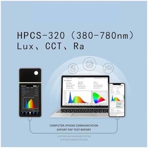 مقياس طيفي محمول، مزود بشاشة تعمل باللمس ومحلل طيفي عالي الدقة، قادر على قياس الإضاءة. in Kuwait