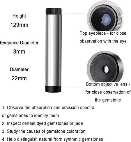 Handheld Diffraction Spectroscope, Prism Gem Spectroscope, 8mm Eyepiece, Quick Identification Gemstone, for Antique, Jewelers in Kuwait