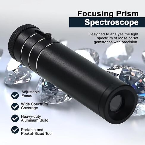 Handheld Focusing Spectroscope, Gemstone Spectroscope with Carrying Bag, 400-700nm Range, Compact and Lightweight, for Precise Distinguishing Between Natural and Synthetic Gemstones in Kuwait