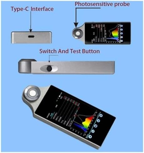 High-Precision Spectral Illuminance Meter, Spectrophotometer, Light Measurement Equipment, Equipped with an LCD Touchscreen Display. in Saudi Arabia