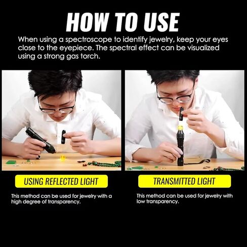 Portable Gemstone Testing Spectrometer, Pocket-Sized Grating Spectroscope with Leather Packaging Bag, Easy to Carry, Quick Gemstone Identification, Suitable for Gemologists and Jewelers in Kuwait