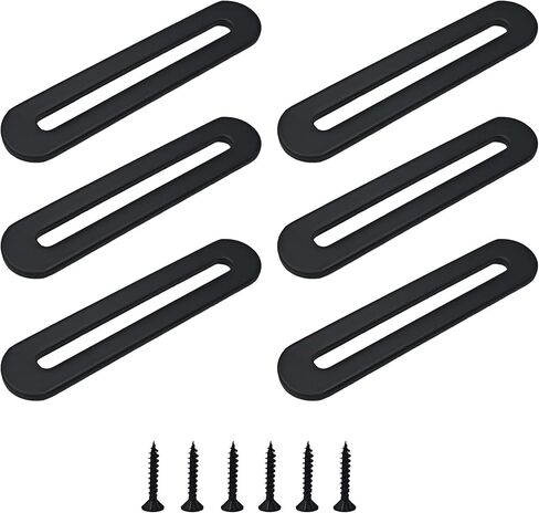 6PCS 155mm/6.1" Adjustable Flat Mending Plate with Slot, Black Stainless Steel Straight Brace Brackets, Flat Fixing Support for Wood Furniture DIY Repair Connector with Screws in Saudi Arabia
