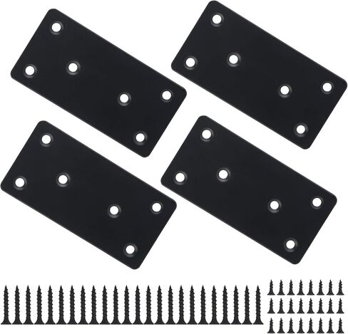 4 عبوات من ألواح الإصلاح المسطحة شديدة التحمل، دعامة مستقيمة من الفولاذ المقاوم للصدأ مقاس 4 × 2 بوصة للخشب، وأقواس معدنية للأقواس وإصلاح الأثاث والأرفف، وموصل خشبي مع براغي M4 in Kuwait