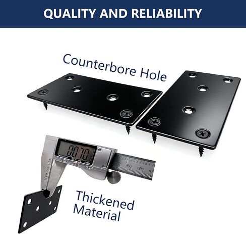 4 عبوات من ألواح الإصلاح المسطحة شديدة التحمل، دعامة مستقيمة من الفولاذ المقاوم للصدأ مقاس 4 × 2 بوصة للخشب، وأقواس معدنية للأقواس وإصلاح الأثاث والأرفف، وموصل خشبي مع براغي M4 in Kuwait