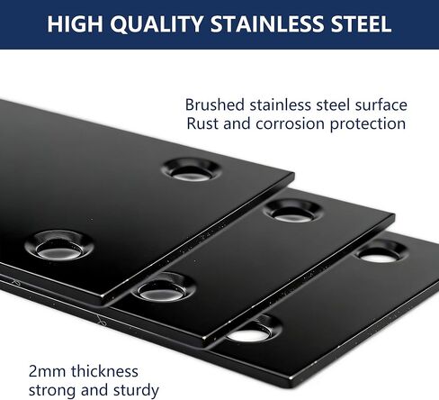 4 عبوات من ألواح الإصلاح المسطحة شديدة التحمل، دعامة مستقيمة من الفولاذ المقاوم للصدأ مقاس 4 × 2 بوصة للخشب، وأقواس معدنية للأقواس وإصلاح الأثاث والأرفف، وموصل خشبي مع براغي M4 in Kuwait