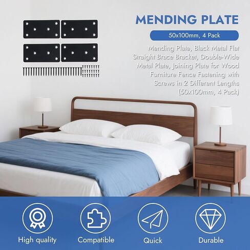 4 عبوات من ألواح الإصلاح المسطحة شديدة التحمل، دعامة مستقيمة من الفولاذ المقاوم للصدأ مقاس 4 × 2 بوصة للخشب، وأقواس معدنية للأقواس وإصلاح الأثاث والأرفف، وموصل خشبي مع براغي M4 in Kuwait