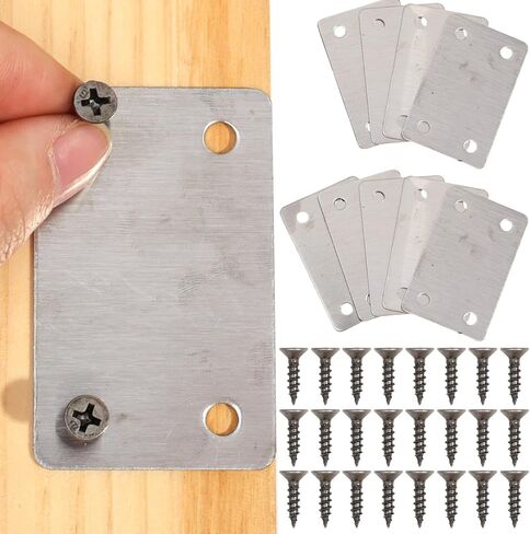 10set Stainless Steel Right Angle Brackets 4 Hole Metal Flat Repairing Plate with Screws Portable Furniture Fasteners,38*60MM in Saudi Arabia