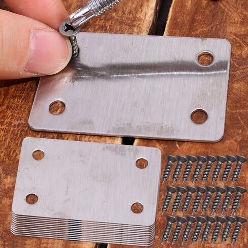 10set Stainless Steel Right Angle Brackets 4 Hole Metal Flat Repairing Plate with Screws Portable Furniture Fasteners,38*60MM in Saudi Arabia