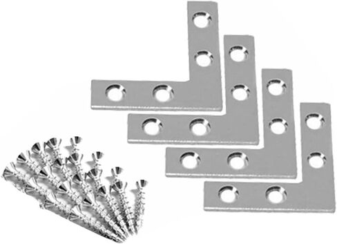 دعامة زاوية مسطحة، 1.5 بوصة، دعامة إصلاح على شكل حرف L مع براغي، لمسة نهائية مطلية بالمعدن، 4 عبوات in Kuwait