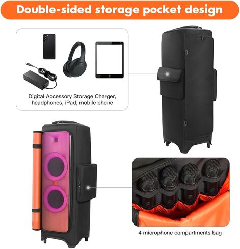 Speaker Case Compatible with JBL PartyBox 1000 Portable Speaker, Outdoor Party Travel Case Soft Dust Cover Storage Bag with Zipper Window Pockets for Charger, Microphones and Accessories in Saudi Arabia