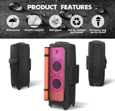 Speaker Case Compatible with JBL PartyBox 1000 Portable Speaker, Outdoor Party Travel Case Soft Dust Cover Storage Bag with Zipper Window Pockets for Charger, Microphones and Accessories in Saudi Arabia