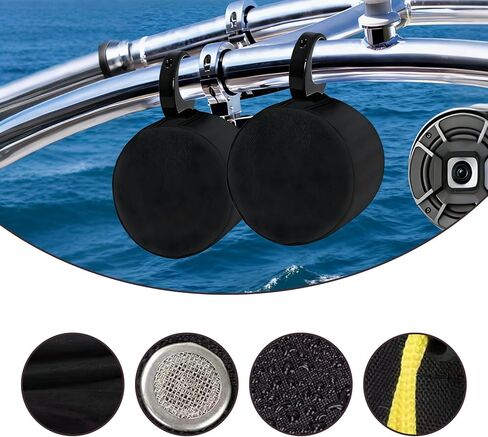 Marine Speaker Covers, Black Protective Mesh Cover, Waterproof Boat Audio System Protection in Kuwait