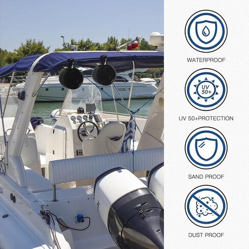 Marine Speaker Covers, Black Protective Mesh Cover, Waterproof Boat Audio System Protection in Kuwait