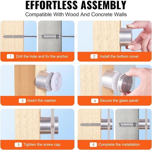 Clamp, 10 PCS Round Railing Bracket for 0.31 "-0.62 " Tempered , 316 Stainless Steel Mounting Clamp, Shelf Bracket for Balcony, Garden, Pool, Stair, Silver in Kuwait