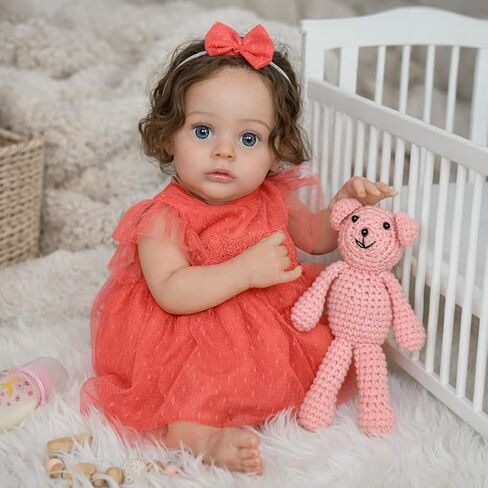 SCOM Lifelike Reborn Baby Dolls - 20 Inch Realistic-Newborn Baby Doll Girl Silicone Real Life Baby Dolls with Soft Weighted Body, Poseable Real Baby Reborn Gift Toy for 3+ Years Old Kids in Saudi Arabia