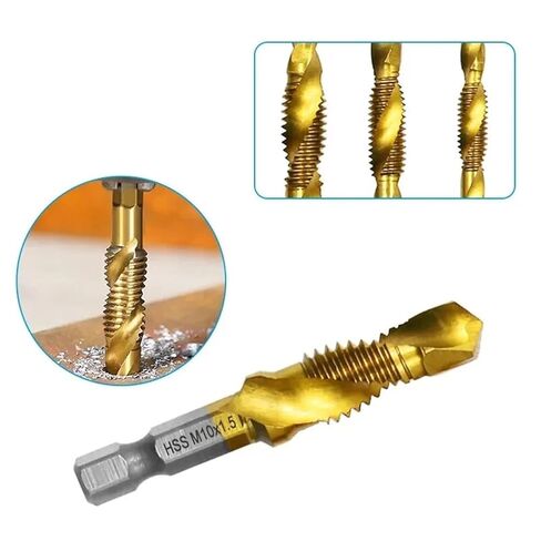 6 قطعة من الفولاذ عالي السرعة 4341 مطلي بالتيتانيوم مركب الحنفية الحفر والصنبور آلة الحنفية المتكاملة مجموعة أدوات الفتح والشطب in Kuwait