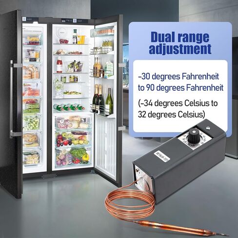 W1609-101 TH-1609 Refrigeration Thermostat Temperature Controller, -30°F to 90°F (-34°C to 32°C), 5 Ft Capillary, Remote Bulb Type in Kuwait