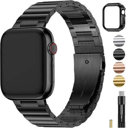 Fullmosa Metal Band متوافق مع Apple Watch 45mm 44mm 42mm 41mm 41mm 40mm 38mm للنساء ، فرقة Iwatch الفولاذ المقاوم للصدأ مع Case for Apple Watch Series 9 8 7 6 5 4 3 2 1 SE in Saudi Arabia