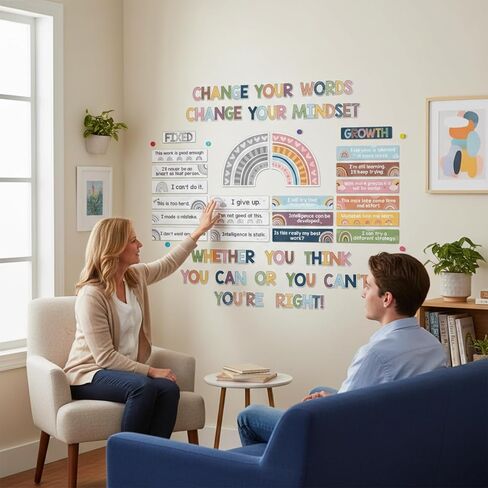 38 Pcs Growth Mindset Posters Bulletin Board Set Classroom Inspirational Poster Motivational Wall Decoration Signs Positive Sayings Accent Cutouts for Teacher Student Home Bedroom Decor (Retro) in Kuwait