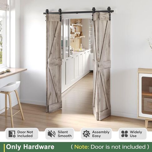 64" Bifold Sliding Barn Door Hardware Track Kit,Side Mounted Black J Shape Roller,Smoothly and Quietly,Assembly Easy,Fit Four 15" Bi-Folding Doors (Door Not Included) in Saudi Arabia
