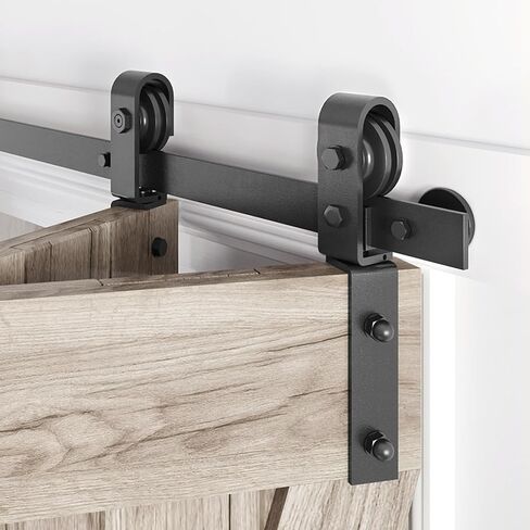 64" Bifold Sliding Barn Door Hardware Track Kit,Side Mounted Black J Shape Roller,Smoothly and Quietly,Assembly Easy,Fit Four 15" Bi-Folding Doors (Door Not Included) in Saudi Arabia