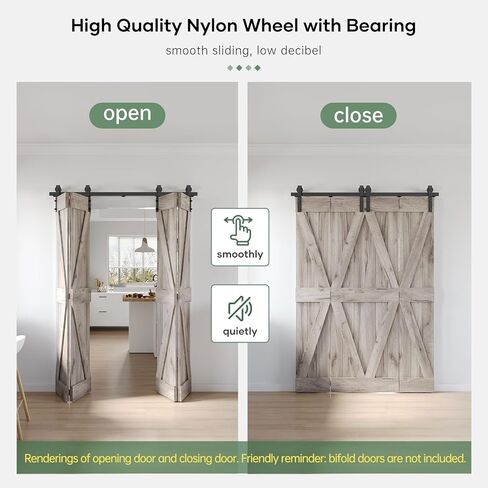 64" Bifold Sliding Barn Door Hardware Track Kit,Side Mounted Black J Shape Roller,Smoothly and Quietly,Assembly Easy,Fit Four 15" Bi-Folding Doors (Door Not Included) in Saudi Arabia
