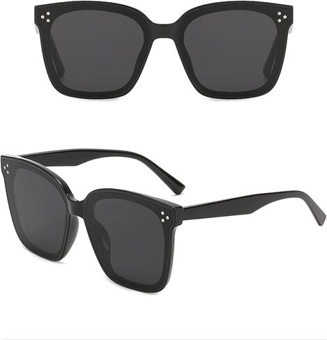 Unisex Polarized Retro Black Sunglasses - Classic Square Frame - UV400 Protection - HD Polarized Lenses - Men's & Women's Sunglasses in Kuwait