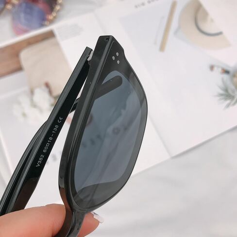 Unisex Polarized Retro Black Sunglasses - Classic Square Frame - UV400 Protection - HD Polarized Lenses - Men's & Women's Sunglasses in Kuwait