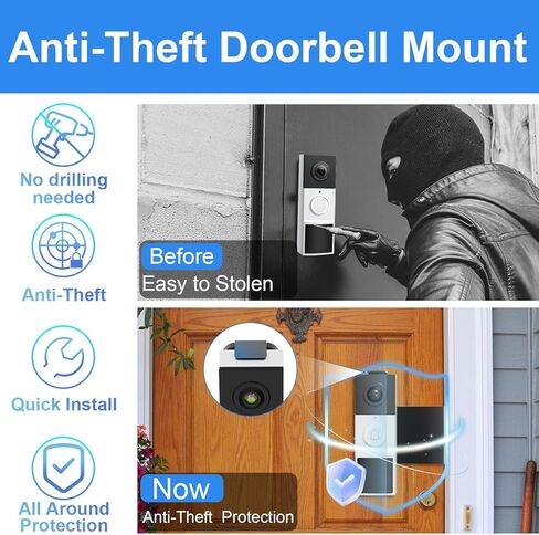 كاميرا جرس الباب متوافق مع Arlo ، قوس جرس الباب المضاد للسرقة لكاميرا Arlo Doorbell ، وملحقات Holder Holder للقرار للفيديو للشقة/الأعمال in Kuwait