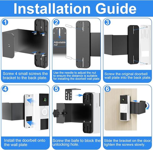 كاميرا جرس الباب متوافق مع Arlo ، قوس جرس الباب المضاد للسرقة لكاميرا Arlo Doorbell ، وملحقات Holder Holder للقرار للفيديو للشقة/الأعمال in Kuwait