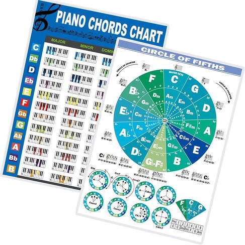 ملصق مخطط وتر البيانو JINWEE، قطعة واحدة من مخطط وتر البيانو للمبتدئين، دليل مرجعي تعليمي مثالي للمبتدئين (الحجم: 8.6 بوصة × 12 بوصة) in Kuwait