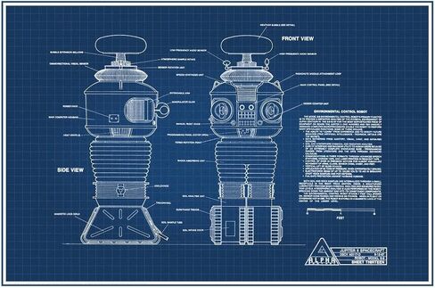 Laminated Lost In Space Environmental Control Robot B9 Blueprint Poster Dry Erase Wall Art 16x24 in Saudi Arabia