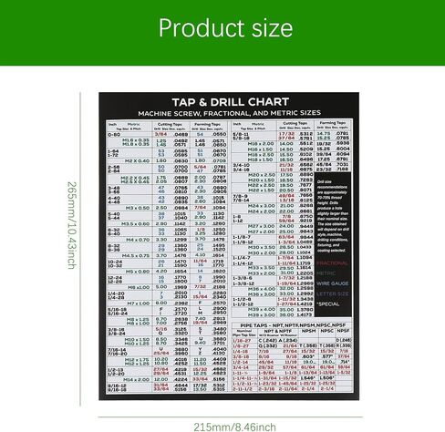مخطط الحنفية والحفر المغناطيسي لبرغي الماكينة، والأحجام الجزئية، والمترية، مع مكافئ عشري، مخطط مرجعي للمعلومات المغناطيسية لميكانيكا CNC والمتجر والمرآب وعمال الخشب والأعمال اليدوية in Kuwait