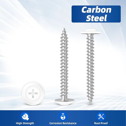 #8 × 2 براغي خشبية برأس ويفر معدلة، مسامير ذاتية التنصت سريعة من سبائك الصلب مع ذيل مثقاب متقاطع، رأس أبيض، مطلي بالزنك، 100 قطعة in Kuwait