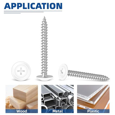 #8 × 2 براغي خشبية برأس ويفر معدلة، مسامير ذاتية التنصت سريعة من سبائك الصلب مع ذيل مثقاب متقاطع، رأس أبيض، مطلي بالزنك، 100 قطعة in Kuwait