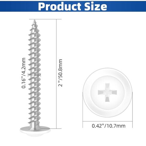 #8 × 2 براغي خشبية برأس ويفر معدلة، مسامير ذاتية التنصت سريعة من سبائك الصلب مع ذيل مثقاب متقاطع، رأس أبيض، مطلي بالزنك، 100 قطعة in Kuwait