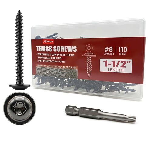 (110 قطعة) #8 × 1-1/2 بوصة T20 براغي خشبية ذات رأس توركس مسامير تروس سوداء مطلية بالروسبرت in Kuwait