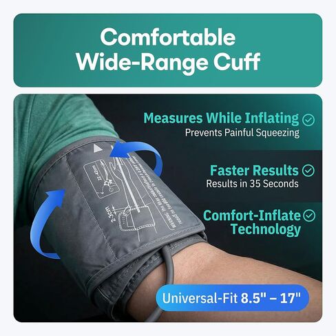 Smart Bluetooth Blood Pressure Monitor by VeriSmart Health - FDA-Cleared, Vivid 6.5" LED, Comfort-Inflate Tech, Ultra-Slim Design, Battery & USB-C, Wireless Secure US-Hosted App in Saudi Arabia