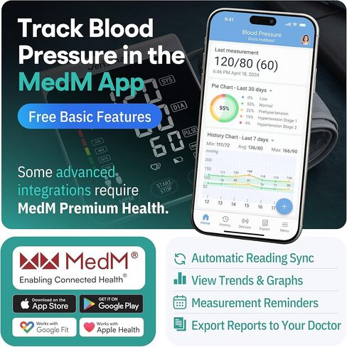 Smart Bluetooth Blood Pressure Monitor by VeriSmart Health - FDA-Cleared, Vivid 6.5" LED, Comfort-Inflate Tech, Ultra-Slim Design, Battery & USB-C, Wireless Secure US-Hosted App in Saudi Arabia