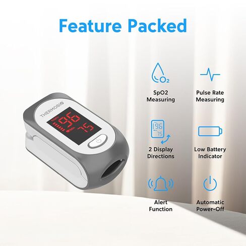 مقياس التأكسج النبضي بأطراف الأصابع SPA30 من ThermoBio، جهاز قياس تشبع الأكسجين في الدم، جهاز قياس الأكسجين السريع لقراءة SpO2 مع شاشة OLED شفافة in Kuwait