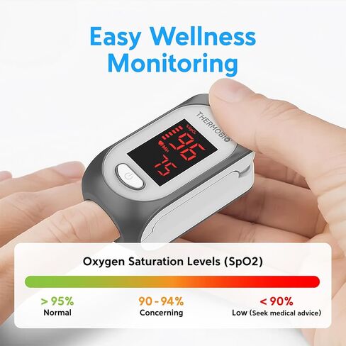 مقياس التأكسج النبضي بأطراف الأصابع SPA30 من ThermoBio، جهاز قياس تشبع الأكسجين في الدم، جهاز قياس الأكسجين السريع لقراءة SpO2 مع شاشة OLED شفافة in Kuwait