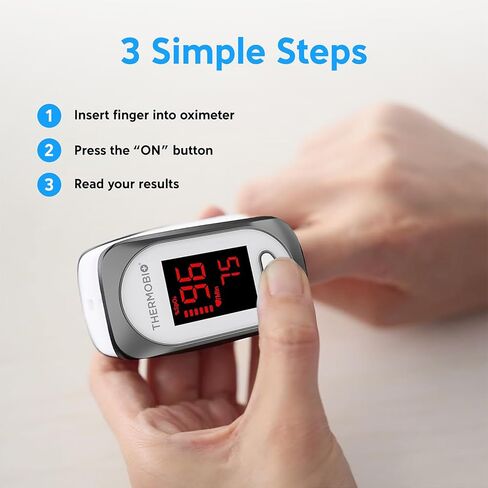مقياس التأكسج النبضي بأطراف الأصابع SPA30 من ThermoBio، جهاز قياس تشبع الأكسجين في الدم، جهاز قياس الأكسجين السريع لقراءة SpO2 مع شاشة OLED شفافة in Kuwait