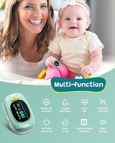 مقياس التأكسج نبض الأطفال مقياس التأكسج نبض الإصبع للأطفال مراقبة الأكسجين في الدم جهاز محمول لمراقبة تشبع الأكسجين في الدم SpO2 مقياس التأكسج نبض الإصبع متضمن مع بطارية AAA in Kuwait