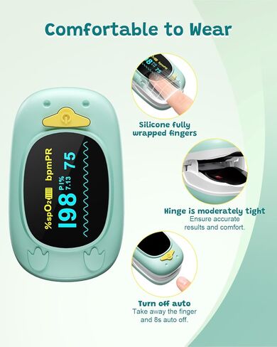مقياس التأكسج نبض الأطفال مقياس التأكسج نبض الإصبع للأطفال مراقبة الأكسجين في الدم جهاز محمول لمراقبة تشبع الأكسجين في الدم SpO2 مقياس التأكسج نبض الإصبع متضمن مع بطارية AAA in Kuwait