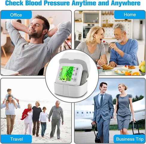جهاز قياس ضغط الدم من المعصم 2026، جهاز ضغط الدم الرقمي المحدث مع شاشة عرض ثلاثية الخلفية، جهاز مراقبة ضغط الدم التلقائي من المعصم، مراقبة معدل النبض، قابل لإعادة الشحن عبر USB، قراءات ذاكرة 2 × 99 in Kuwait