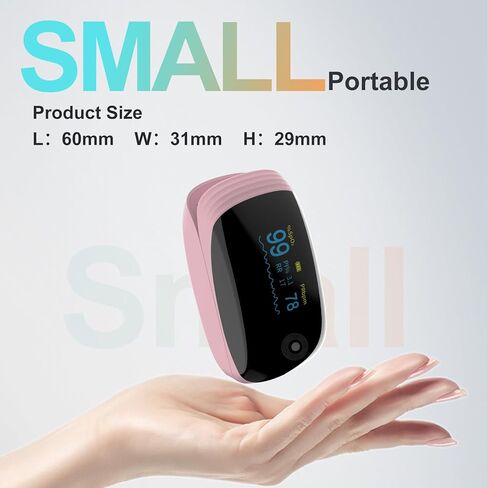 Fingertip Pulse Oximeter with Respiration Rate Monitoring, SpO2, Heart Rate, PI & RR Measurements, Blood Oxygen Rechargeable OLED Display with 6 Modes & 4-Way Rotatable Screen (Pink) in Saudi Arabia