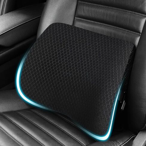 Lumbar Support Pillow for Car, Lower Back Support for Driving Seat Memory Foam Lumbar Pillow for Office Chair - Back Pain Relief for Car Seat, Wheelchair (Black) in Kuwait