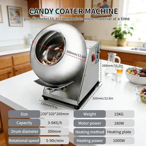 Automatic Tablet Coating Machine, Commercial Grade Sugar Chocolate Coater, Capacity, 180W for Polishing Rounding Drying in Saudi Arabia
