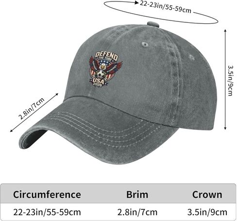 Vintage Washed Cotton Baseball Cap, USA Soccer Fan Hat 2026 Theme, Unisex Adjustable Dad Hat, Casual Outdoor Sports Cap Grey in Saudi Arabia