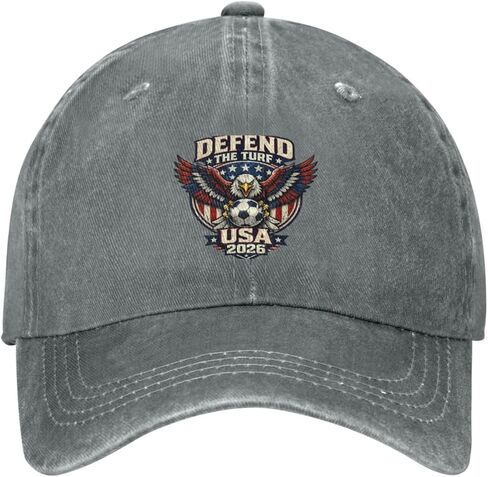 Vintage Washed Cotton Baseball Cap, USA Soccer Fan Hat 2026 Theme, Unisex Adjustable Dad Hat, Casual Outdoor Sports Cap Grey in Saudi Arabia